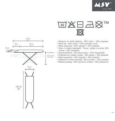 קרש גיהוץ איכותי 123*30