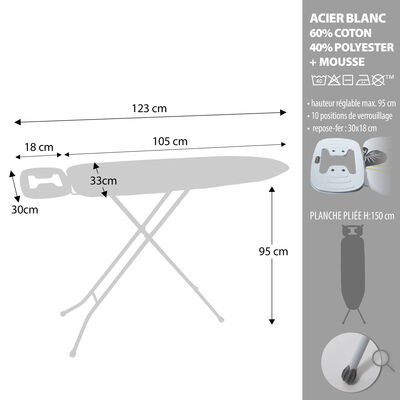 קרש גיהוץ איכותי 123*30